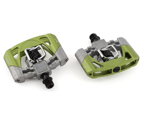 Crankbrothers Mallet 2 Pedals (Raw/Green w/ Black Spring)