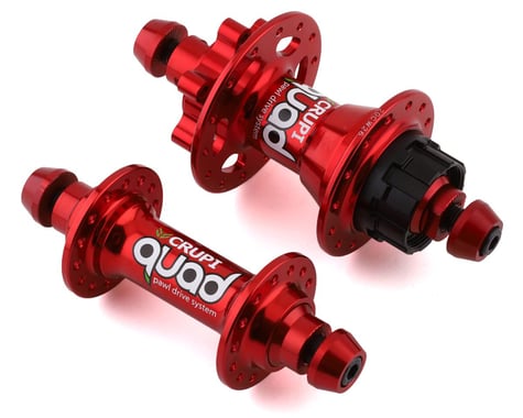 Crupi Quad Disc Brake Hub Set (Red) (10 x 100/110mm) (Steel Cog) (28H) (16T)