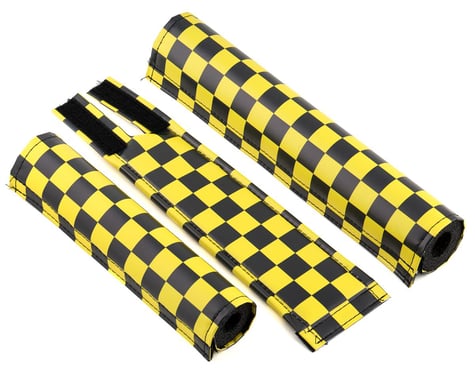 Flite Classic Checkers BMX Pad Set (Black/Yellow) (Wide Bar)