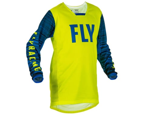 Fly Racing Youth Kinetic Wave Jersey (Hi-Vis/Blue) (Youth S)