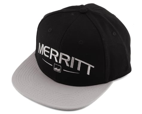 Merritt Crispy Flat Brim Hat (Black/Grey) (One Size Fits Most)