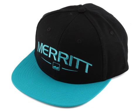 Merritt Crispy Flat Brim Hat (Black/Teal) (One Size Fits Most)