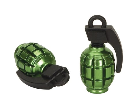 Black Ops Hand Grenade Valve Caps (Schrader) (Green/Black)