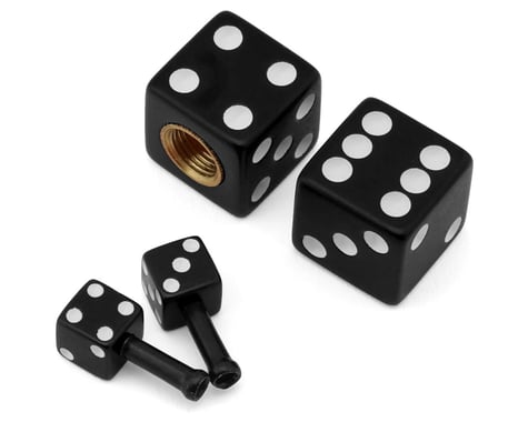 MotoKing Retro Dice Schrader Valve Caps and Cable Tips Kit (Black)
