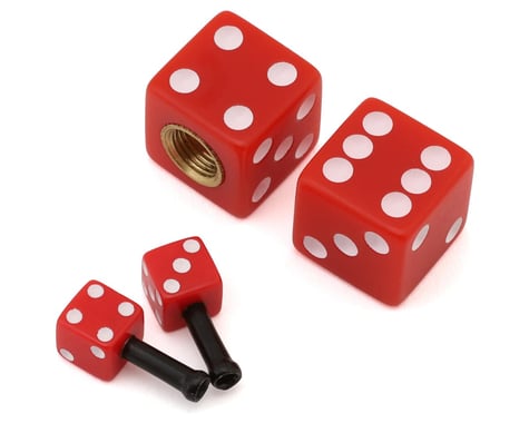 MotoKing Retro Dice Schrader Valve Caps and Cable Tips Kit (Red)