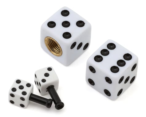 MotoKing Retro Dice Schrader Valve Caps and Cable Tips Kit (White)