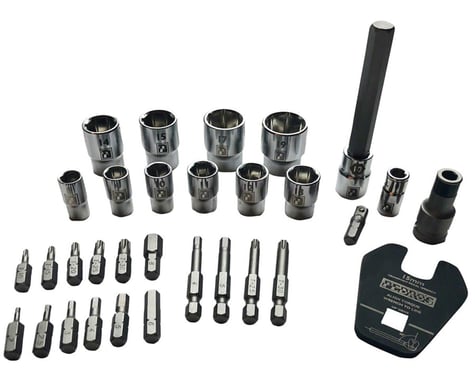 Pedro's Pro Bit & Socket Set (17 Hex & Tox Bits, 10 Sockets, Crowfoot Pedal Wrench)
