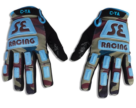 SE Racing Retro Gloves (Camo / SE Blue) (2XL)