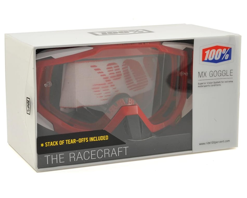 100 Racecraft Goggles Fire Red Clear Lens