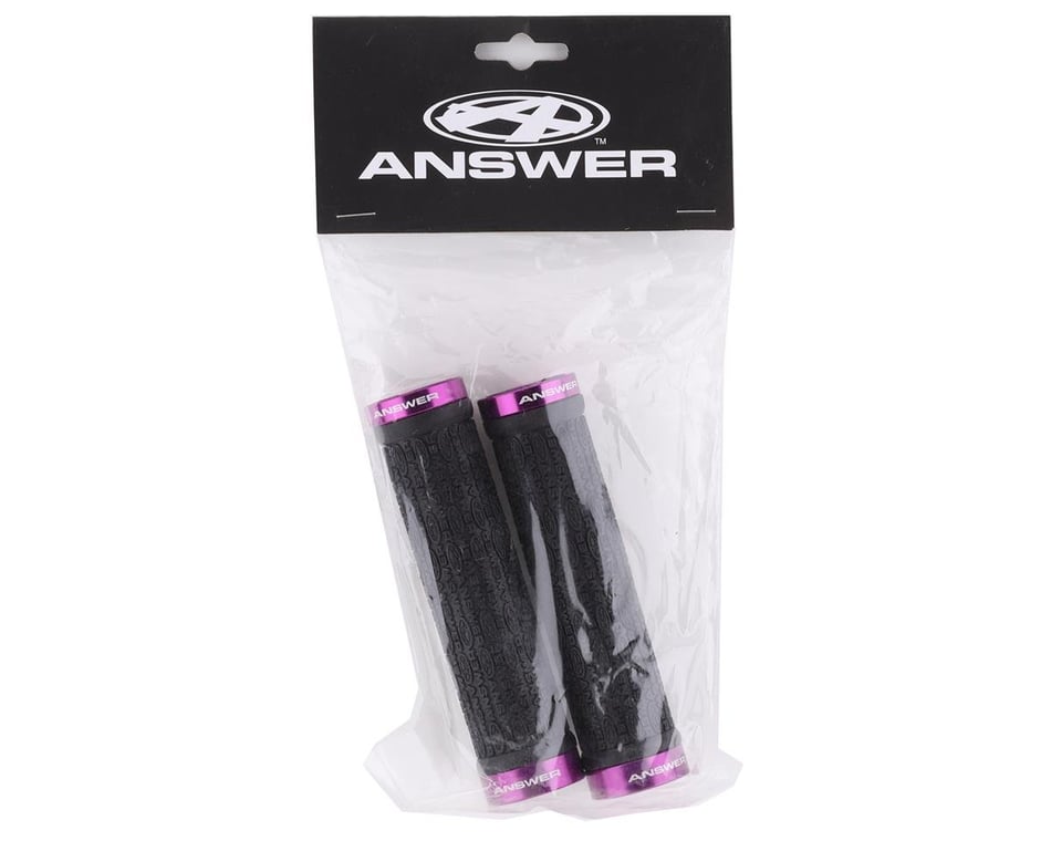Answer Flangeless Lock-on Grips (Black/Purple) (Pair) (135mm)