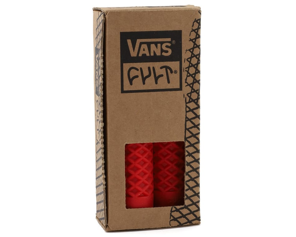 Kanoon レッド ハンドルなし オフロード Cult x Vans Flangeless Grips (Red) (150mm) - Dan's Comp