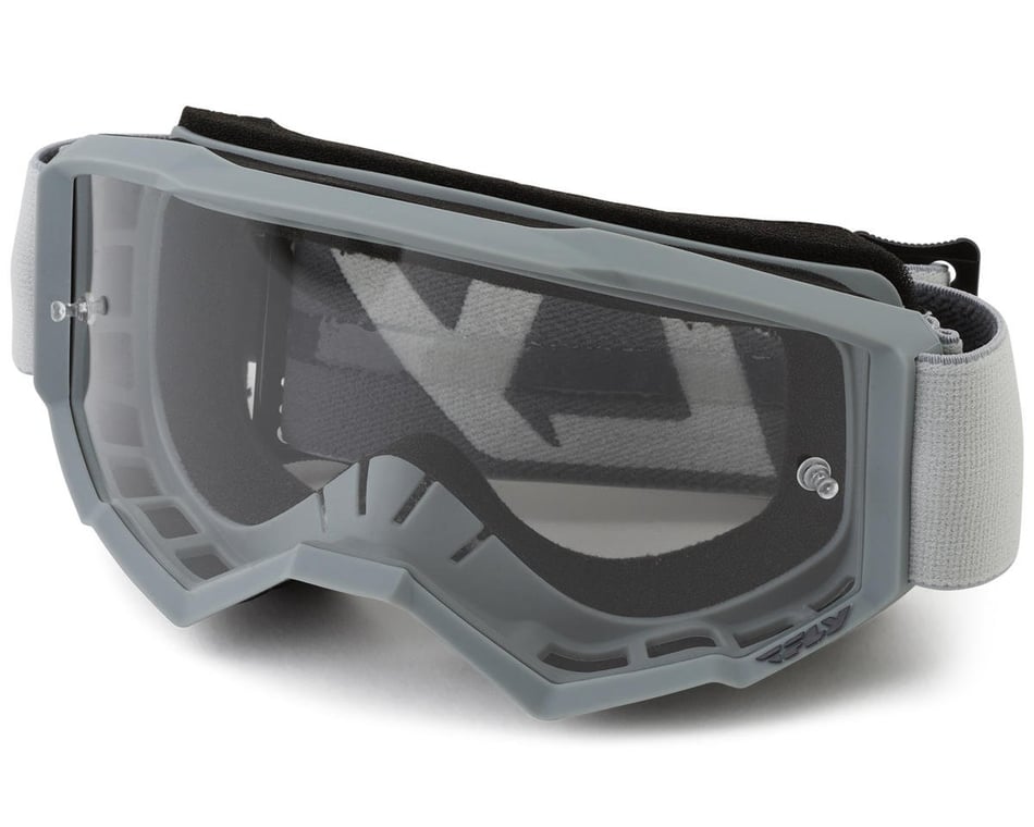 Fly Racing Youth Focus Goggles Silver Charcoal Clear Lens