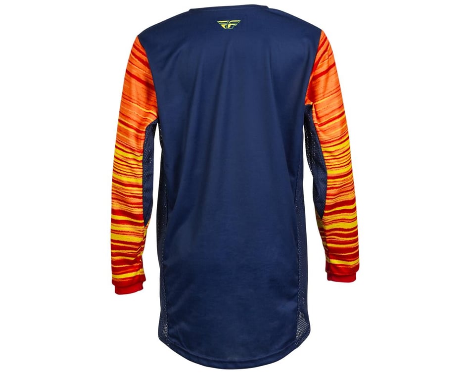 Fly Racing Youth Kinetic Wave Jersey (Navy/Yellow/Red) (Youth XL)