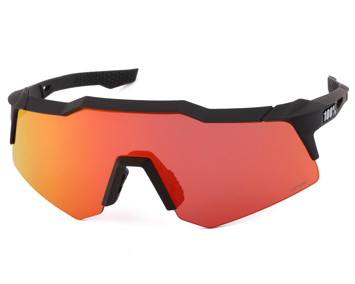 Hiper Red Multilayer Mirror Lens 100% Speedcraft XS Sunglasses Soft Tact Black 