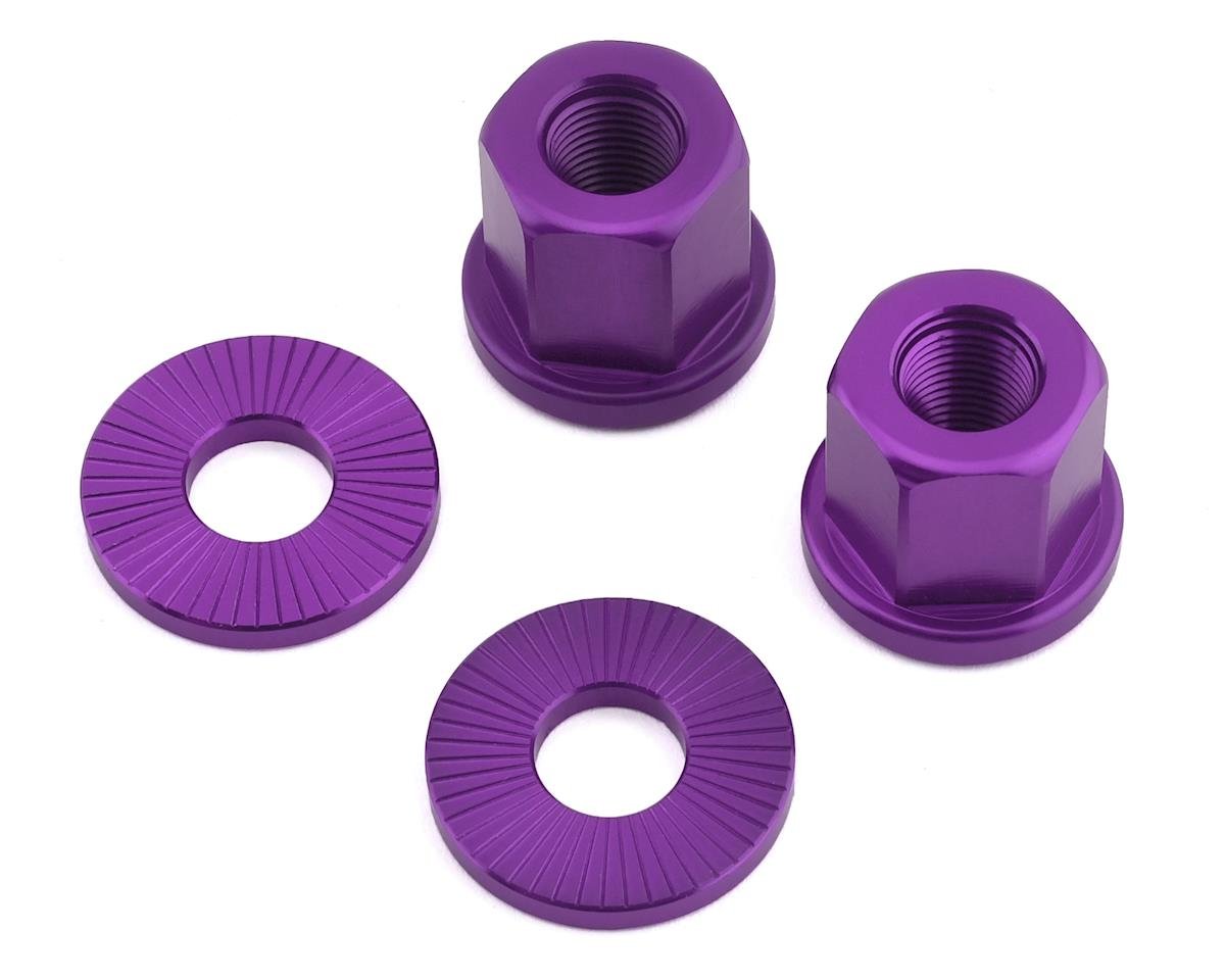2 x SHADOW CONSPIRACY BMX BICYCLE AXLE NUTS 14mm CULT SUBROSA HARO GT PURPLE NEW 