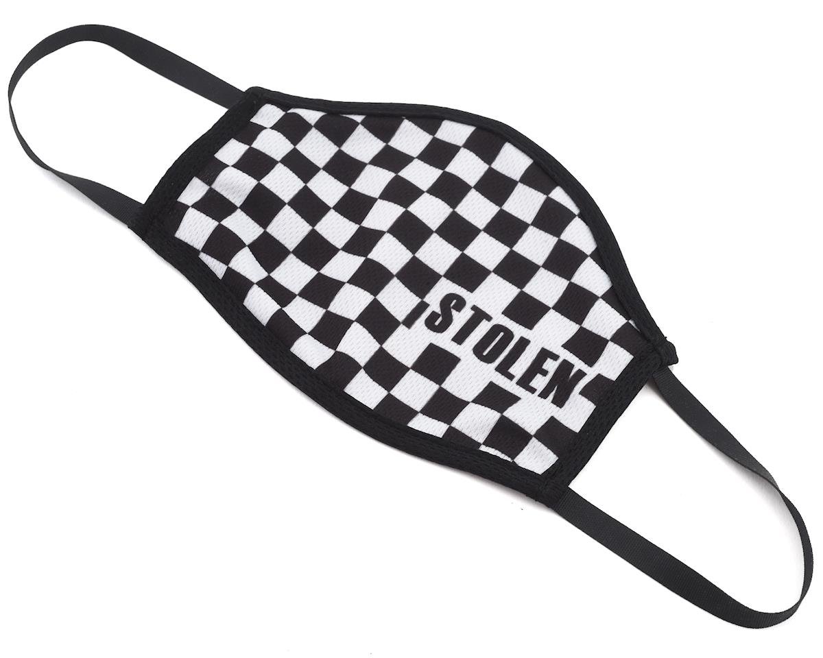 black and white checkered face mask