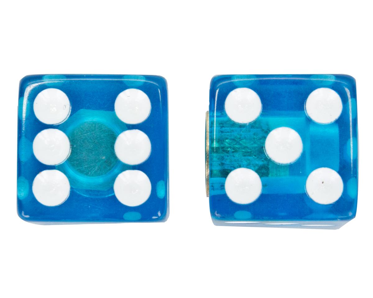 Blue Dice w/ White Dots Valve Caps For Tires and Wheels Standard Fit Set of 4